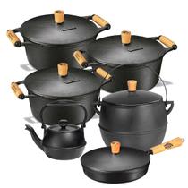 Jogo: Caçarolas, Caldeirão, Frigideira e Chaleira de Ferro - Panela Mineira