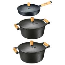 Jogo Caçarolas e Frigideira Ferro Fundido Panela Mineira