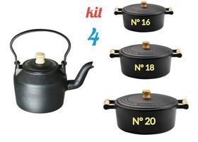 Jogo Caçarolas Ferro 16/ 18/ 20 + Chaleira 2 Litros