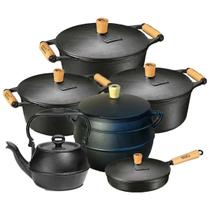 Jogo Caçarolas Frigideira Bojudo Chaleira Ferro Panela Mineira