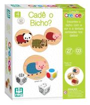 Jogo Cadê o Bicho Madeira 27 Peças Dados Desenvolve Percepção e Raciocínio