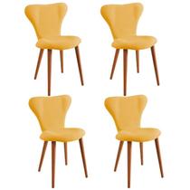 Jogo Cadeira Jacobsen Linho Amarelo 82x53x51cm 4 Unidades