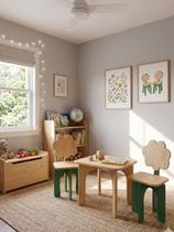 Jogo Cadeiras Banqueta Tema Jardim Infantil Decorado Colorido multiuso Jogo Cadeiras Banqueta Tema Jardim Infantil Decorado Colorido multiuso