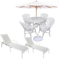 Jogo Cadeiras e Mesa Primavera 2 Espreguiçadeiras Regulável com Ombrelone