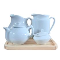 Jogo Café Chá Mesa Posta, Bandeja+Açucareiro barquinha 100ml+Chaleira 400ml+Leiteira 700ml+jarra 740ml - Porcelana Jogo Café Chá Mesa Posta, Bandeja+Açucareiro barquinha 100ml+Chaleira 400ml+Leiteira 700ml+jarra 740ml - Porcelana