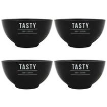 Jogo Café Da Manhã Açaí De Porcelana Preto Tasty 440ml - 4 Unidades Hauskraft