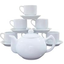 Jogo Café e Chá Mesa Posta 13 peças - Bule Chaleira 830ML + kit 6 xícaras café/chá hotel 200ml empilháveis c/ pires Jogo Café e Chá Mesa Posta 13 peças - Bule Chaleira 830ML + kit 6 xícaras café/chá hotel 200ml empilháveis c/ pires