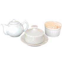Jogo Café e Chá Mesa Posta- Bule Chaleira 400ML + Açucareiro 250ml + Manteigueira pires