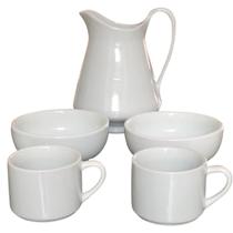 Jogo Café e Chá Mesa Posta - Café da manhã - Jarra Leiteira 1.280ML + 2 tigelas 350ml + 2 xícaras chá hotel 200ml
