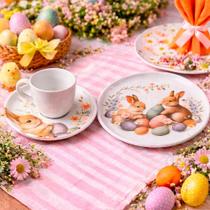 Jogo Café Lanche Doce Ninho Coelhinho Páscoa 20pç 10 Pessoas Jogo Café Lanche Doce Ninho Coelhinho Páscoa 20pç 10 Pessoas