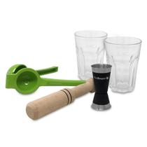 Jogo Caipirinha 5 Pcs Copo De Vidro