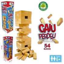 Jogo caiu perdeu de madeira mdf com 54 pecas 28x8x8cm