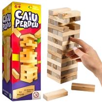 Jogo caiu perdeu madeira 54 peças educativo pais e filhos