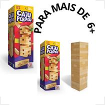 Jogo Caiu Perdeu Pais Filhos de Madeira Jogo da Torre de Madeira 54 Peças Desenvolve coordenação motora