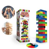 Jogo Caiu Perdeu PRO 45 Peças Plástico Colorido C/ Roleta Torre PAIS E FILHOS Jenga Jogos de Tabuleiro Passatempo Infantil Brinquedos