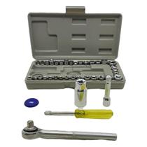 Jogo Caixa Ferramentas Soquetes Sextavados 40 Peças Catraca Jogo Caixa Ferramentas Soquetes Sextavados 40 Peças Catraca