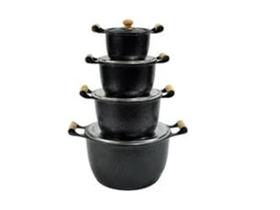 Jogo Caldeirão Alumínio Craqueado Alça Madeira 12 ao 18cm Jogo Caldeirão Alumínio Craqueado Alça Madeira 12 ao 18cm