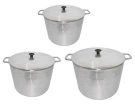 Jogo Caldeirões Caldeirão 3 Peças Alumínio Batido Fundido N16 Ao 20 Tampa Grossa Jogo Caldeirões Caldeirão 3 Peças Alumínio Batido Fundido N16 Ao 20 Tampa Grossa