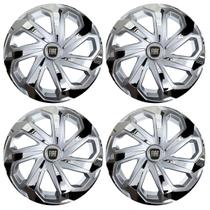 Jogo calota 14 spider prata crome argo cronos mobi