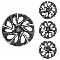 Jogo Calota Aro 13 DS4 Black Silver Universal + Emblema Resinado Citroen