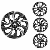 Jogo Calota Aro 13 DS4 Black Silver Universal + Emblema Resinado Nissan Jogo Calota Aro 13 DS4 Black Silver Universal + Emblema Resinado Nissan