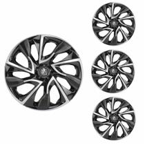 Jogo Calota Aro 13 DS4 Black Silver Universal + Emblema Resinado Peugeot Jogo Calota Aro 13 DS4 Black Silver Universal + Emblema Resinado Peugeot