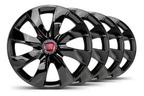 Jogo Calota Aro 13 Esportiva Fiat Uno Mobi Argo Preta