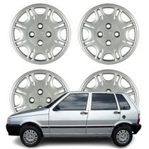 Jogo Calota Aro 13 Fiat Uno Smart 2001 Cubo Baixo Prata
