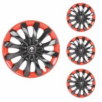 Jogo Calota Aro 13 Flap Black Red Universal + Emblema Resinado Renault