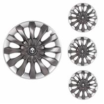 Jogo Calota Aro 13 Flap Graphite Silver Universal + Emblema Resinado Renault
