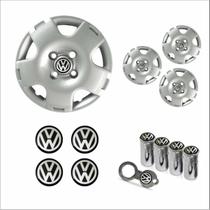 Jogo Calota Aro 13 Gol G4 2006 Volkswagen + Emblema Resinado + Tampa Ventil Antifurto