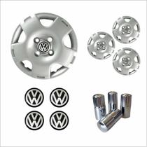 Jogo Calota Aro 13 Gol G4 2006 Volkswagen + Emblema Resinado + Tampa Ventil Cromada
