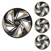Jogo Calota Aro 13 Nitro X Black Gold Universal + Emblema Resinado Nissan