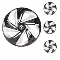 Jogo Calota Aro 13 Nitro X Black Silver Universal + Emblema Resinado Renault