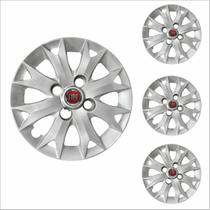 Jogo Calota Aro 13 Palio Fire 2014 Fiat + Emblema Resinado