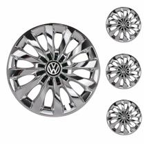 Jogo Calota Aro 13 Passat CC Chrome Universal + Emblema Resinado Volkswagen