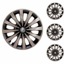 Jogo Calota Aro 13 Passat CC Gold Universal + Emblema Resinado Peugeot