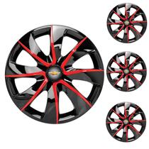 Jogo Calota Aro 13 Prime Black Red Universal + Emblema Resinado Chevrolet GM Jogo Calota Aro 13 Prime Black Red Universal + Emblema Resinado Chevrolet GM