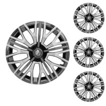 Jogo Calota Aro 13 Triton Sport Black Silver Graphite Universal + Emblema Resinado Peugeot Jogo Calota Aro 13 Triton Sport Black Silver Graphite Universal + Emblema Resinado Peugeot