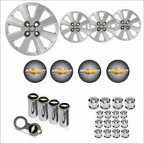 Jogo Calota Aro 14 Agile 2010 à 2013 Chevrolet GM + Emblema Resinado + Tampa Ventil + Capa Parafuso