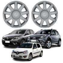 Jogo Calota Aro 14 Clio Logan Sandero 2009-2011 Fixação por Pressão Prata 873AR-PTA-U