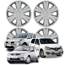 Jogo Calota Aro 14 Clio Sandero Logan 2011-2013 Fixação por Pressão Prata 872AR-PTA-U