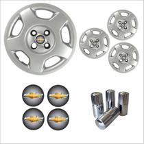 Jogo Calota Aro 14 Corsa Hatch Sedan 2004 Chevrolet GM + Emblema Resinado + Tampa Ventil Cromada Jogo Calota Aro 14 Corsa Hatch Sedan 2004 Chevrolet GM + Emblema Resinado + Tampa Ventil Cromada