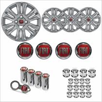 Jogo Calota Aro 14 Doblô 2015 Fiat + Emblema Resinado + Tampa Ventil + Capa Parafuso