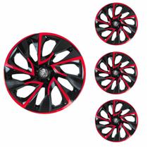 Jogo Calota Aro 14 DS4 Red Cup Universal + Emblema Resinado Peugeot