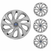 Jogo Calota Aro 14 DS4 Silver Universal + Emblema Resinado Ford