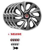 Jogo Calota Aro 14 Esportiva Black Silver Fiat Palio Atractive 4 peças + Brinde