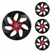 Jogo Calota Aro 14 Evolution Black Red Universal + Emblema Resinado Citroen