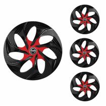 Jogo Calota Aro 14 Evolution Black Red Universal + Emblema Resinado Nissan Jogo Calota Aro 14 Evolution Black Red Universal + Emblema Resinado Nissan