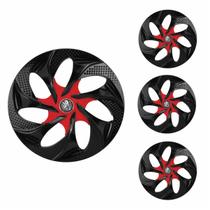 Jogo Calota Aro 14 Evolution Black Red Universal + Emblema Resinado Peugeot Jogo Calota Aro 14 Evolution Black Red Universal + Emblema Resinado Peugeot